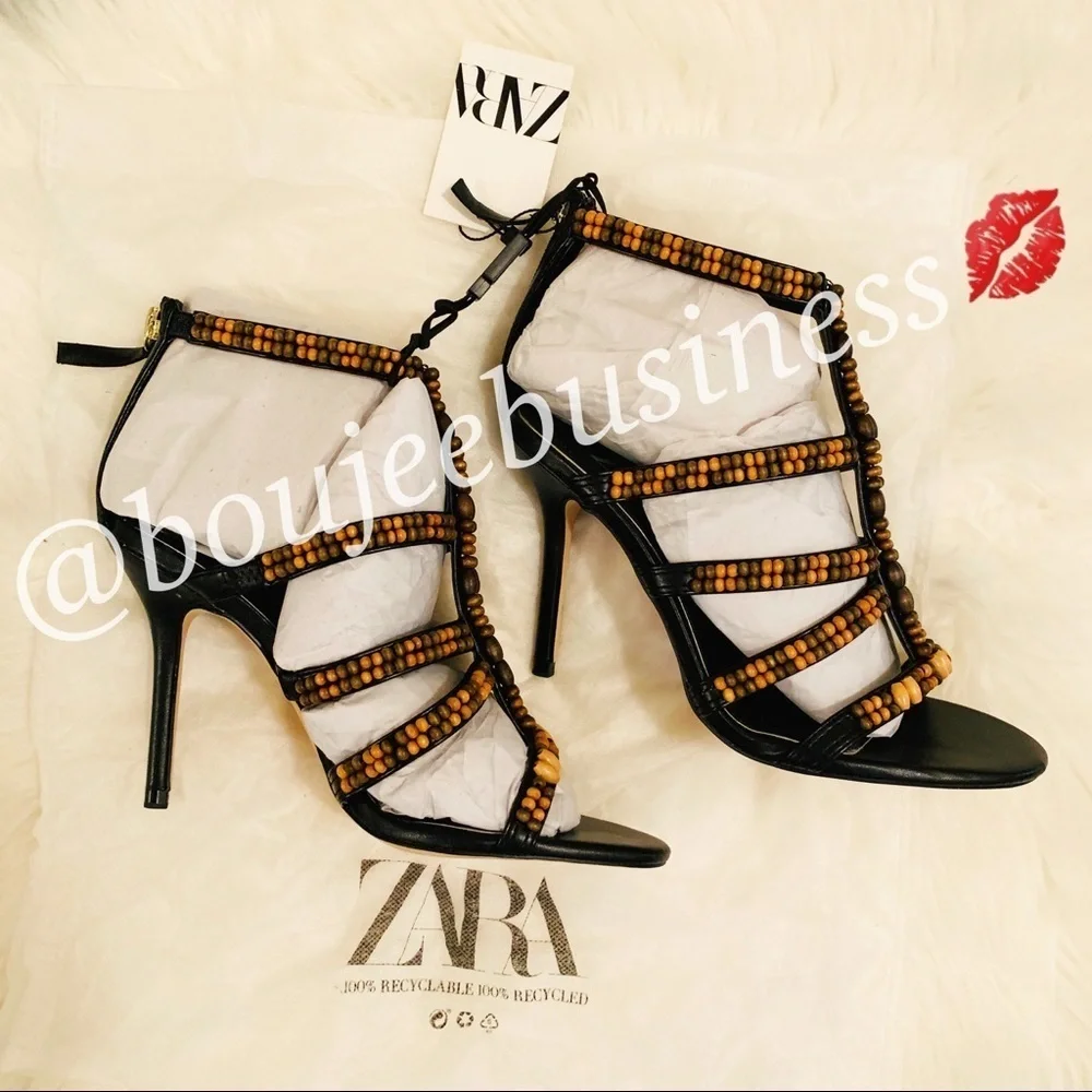 ZARA BNWT Beaded Heeled Sandals - Picture 6 of 6